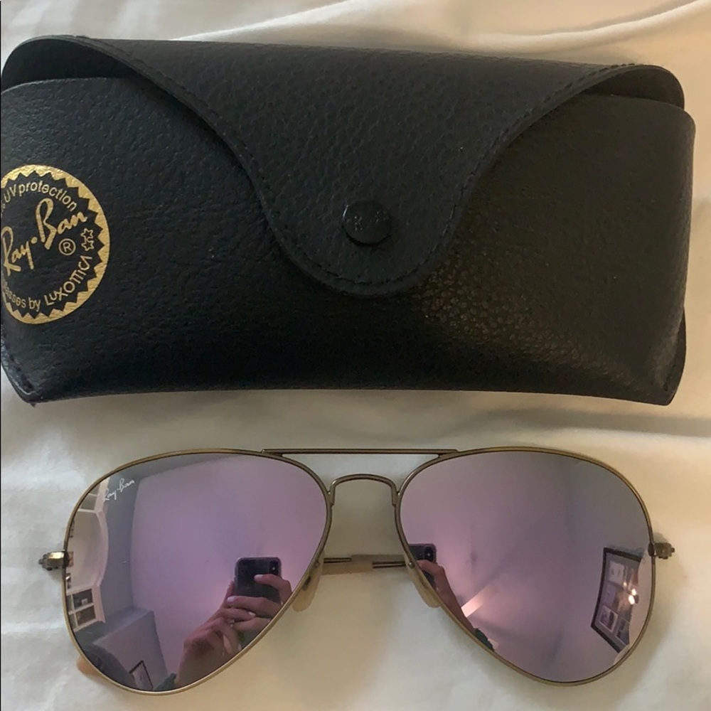 Ray Ban reflective aviator sunglasses
